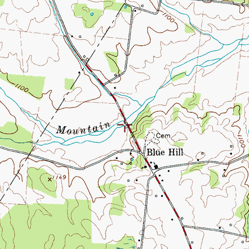Topographic Map of White Oak Branch, TN
