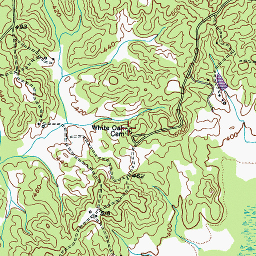 Topographic Map of White Oak Cemetery, TN