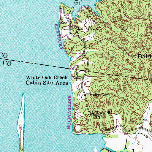 Topographic Map of White Oak Creek Cabin Site Area, TN