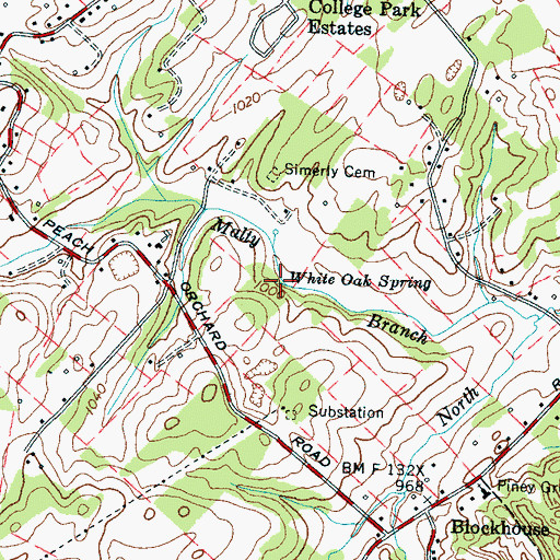 Topographic Map of White Oak Spring, TN