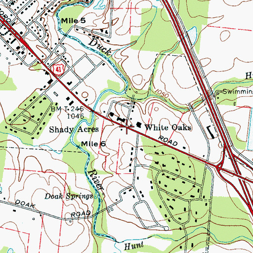 Topographic Map of White Oaks, TN