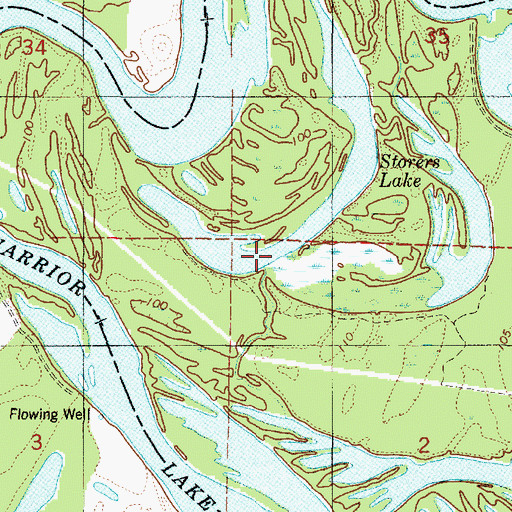Topographic Map of Storers Lake, AL