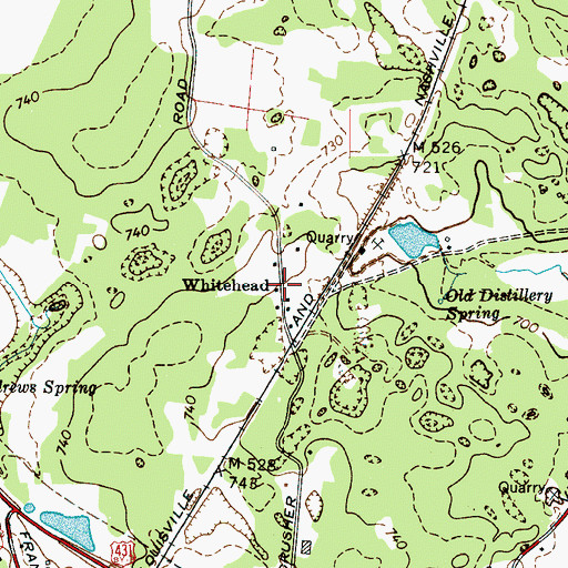 Topographic Map of Whitehead, TN