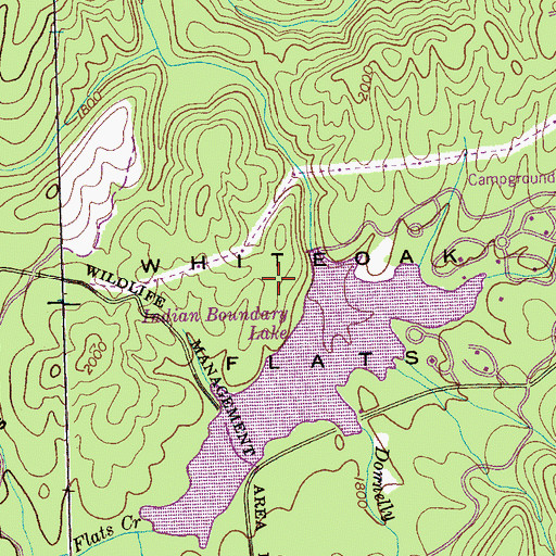 Topographic Map of Whiteoak Flats, TN