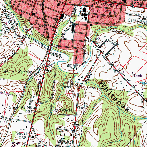 Topographic Map of Whiteoak Hollow, TN