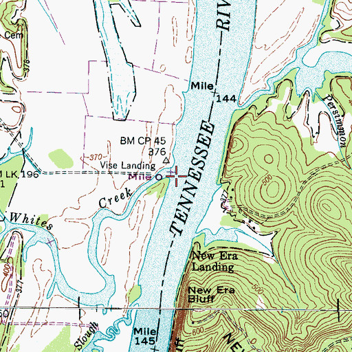 Topographic Map of Whites Creek, TN
