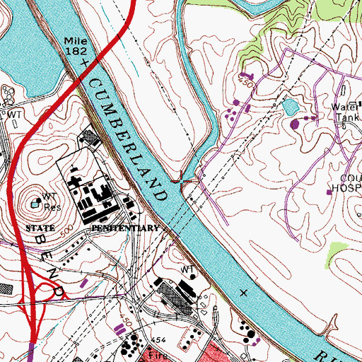 Topographic Map of Whites Creek, TN