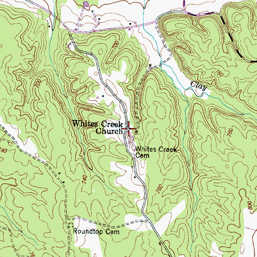 Topographic Map of Whites Creek Church, TN