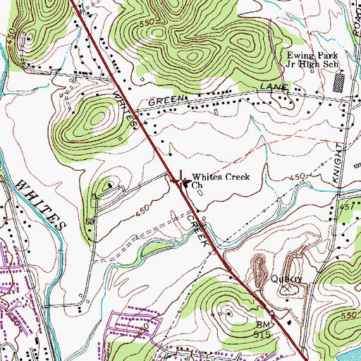 Topographic Map of Whites Creek Church, TN