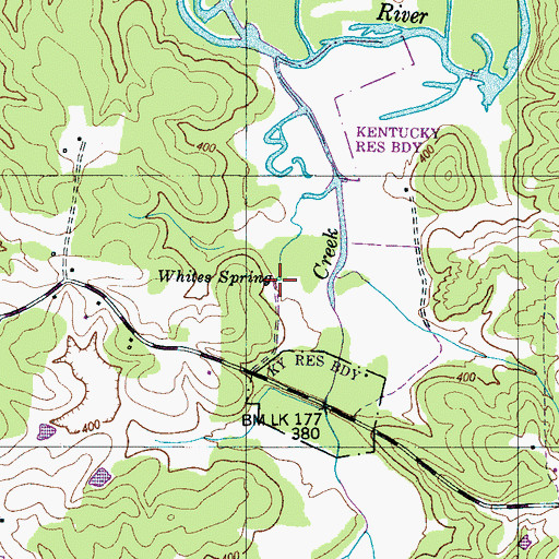 Topographic Map of Whites Spring, TN