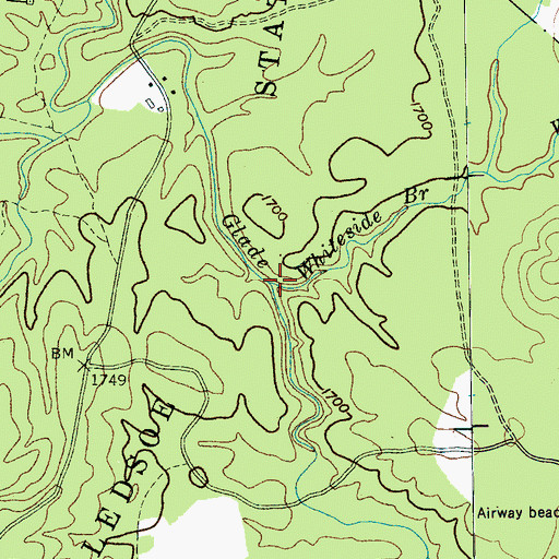 Topographic Map of Whiteside Branch, TN