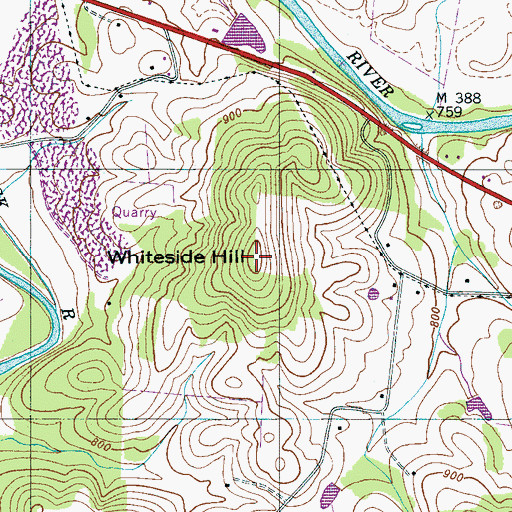 Topographic Map of Whiteside Hill, TN