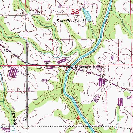 Topographic Map of Stracener Bridge, AL