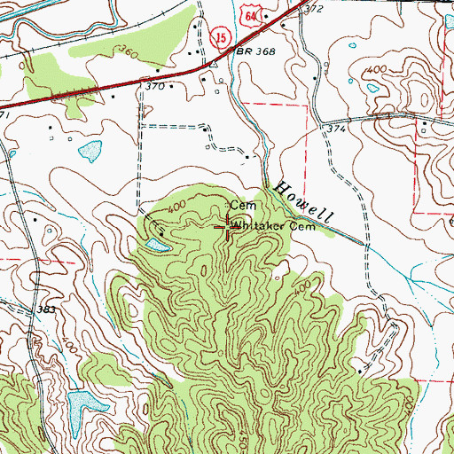 Topographic Map of Whitetaker Cemetery, TN
