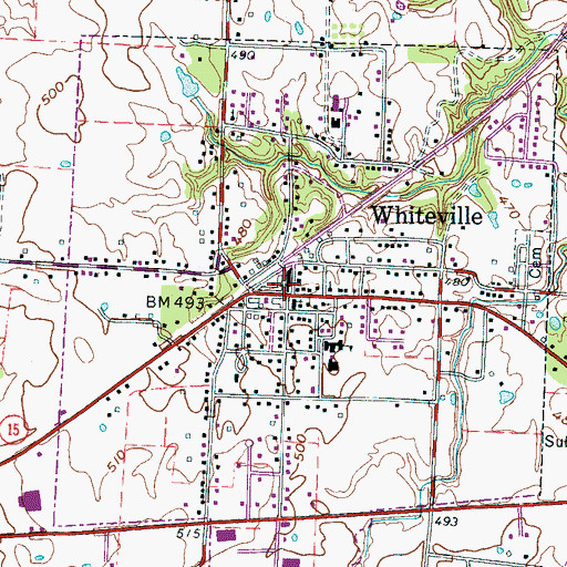 Topographic Map of Whiteville, TN