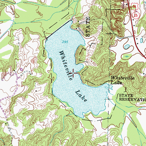 Topographic Map of Whiteville Lake, TN