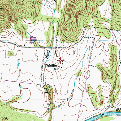Topographic Map of Whitfield Cemetery, TN