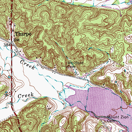 Topographic Map of Whitford Cemetery, TN