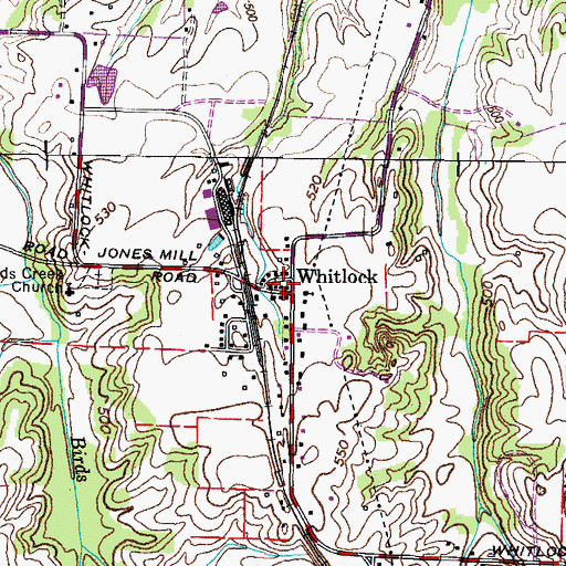 Topographic Map of Whitlock, TN