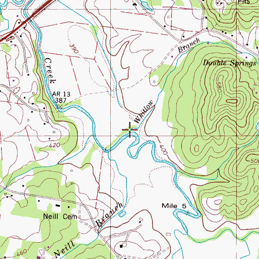 Topographic Map of Whitlow Branch, TN
