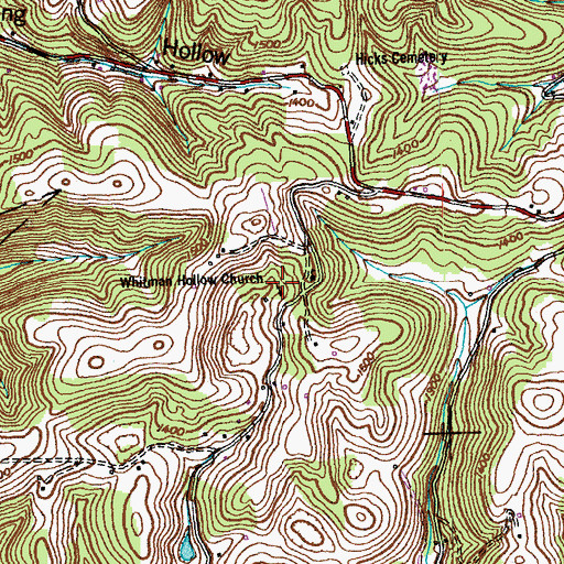 Topographic Map of Whitman Hollow Church, TN