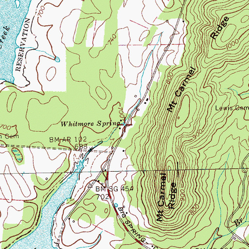 Topographic Map of Whitmore Spring, TN