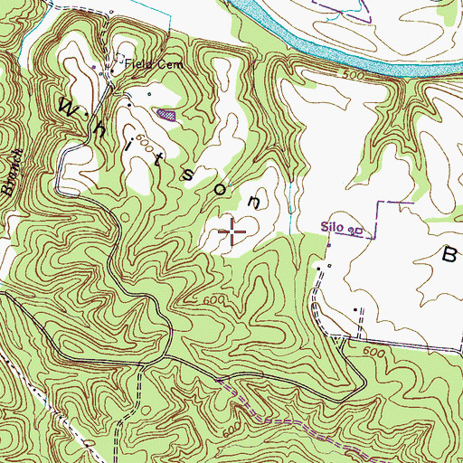 Topographic Map of Whitson Bend, TN