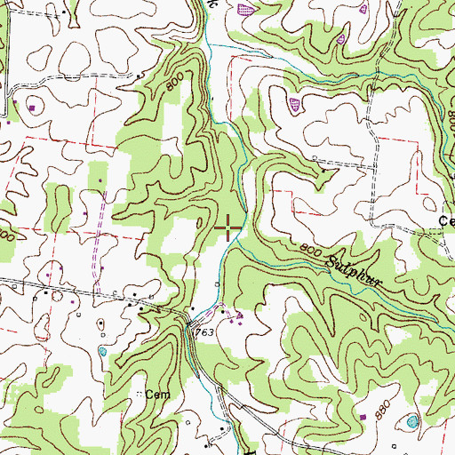 Topographic Map of Whitson Branch, TN