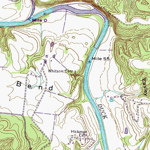Topographic Map of Whitson Cemetery, TN