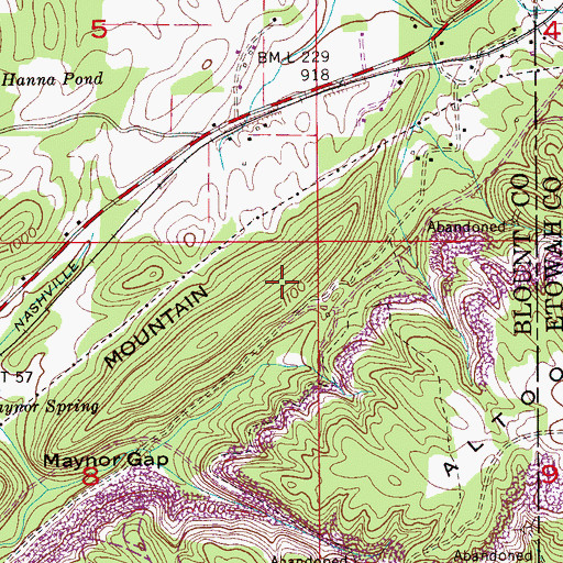 Topographic Map of Straight Mountain, AL