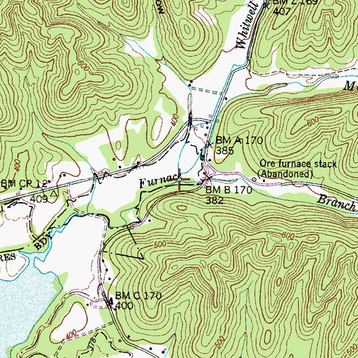 Topographic Map of Whitwell Branch, TN
