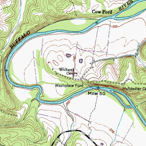 Topographic Map of Whitwell Cemetery, TN