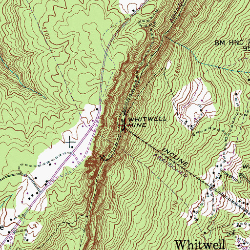 Topographic Map of Whitwell Mine, TN