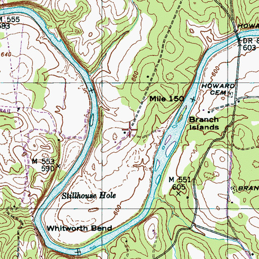 Topographic Map of Whitworth Bend, TN