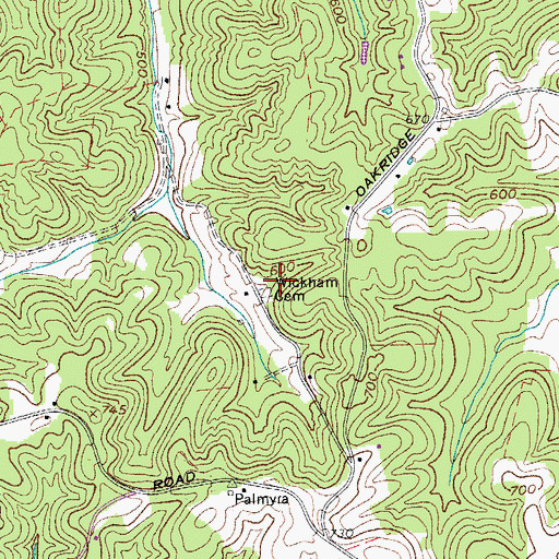 Topographic Map of Wickham Cemetery, TN