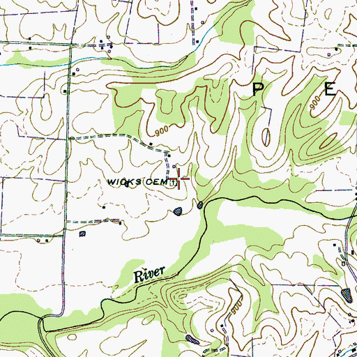 Topographic Map of Wicks Cemetery, TN