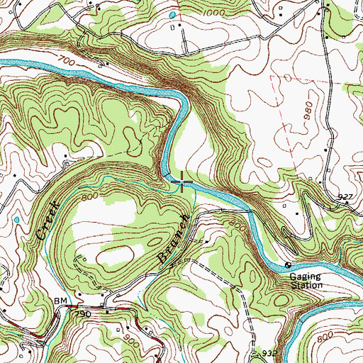 Topographic Map of Widow Creek, TN