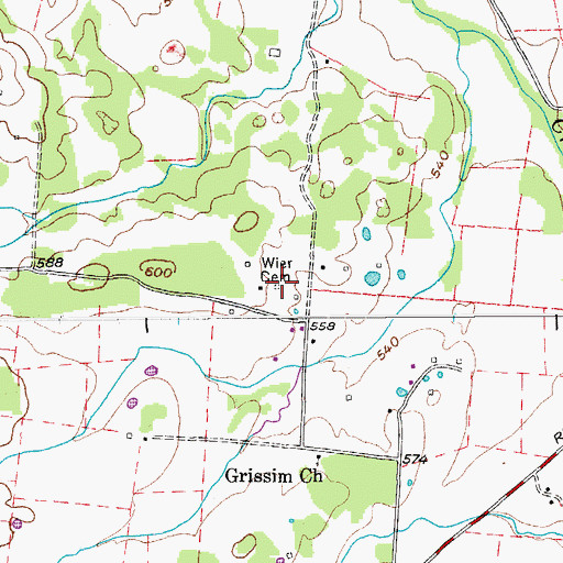 Topographic Map of Wier Cemetery, TN