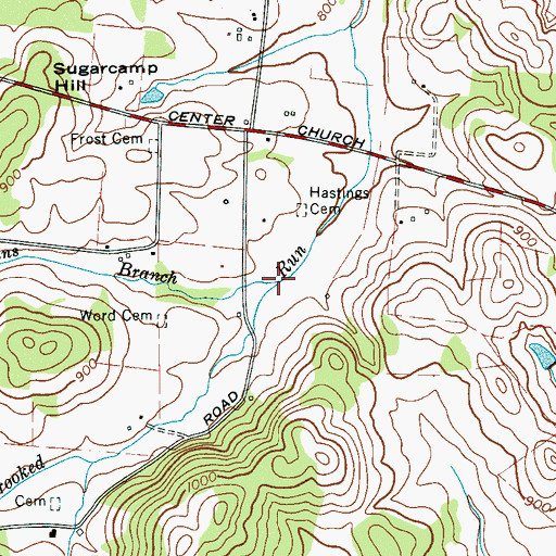 Topographic Map of Wiggins Branch, TN