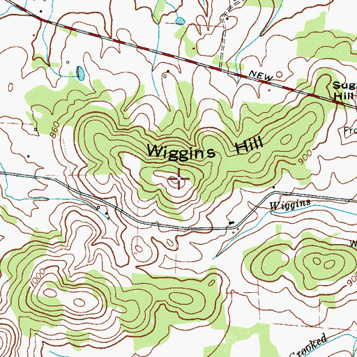 Topographic Map of Wiggins Hill, TN