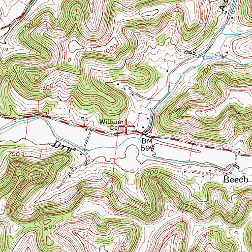 Topographic Map of Charlie Wilburn Cemetery, TN