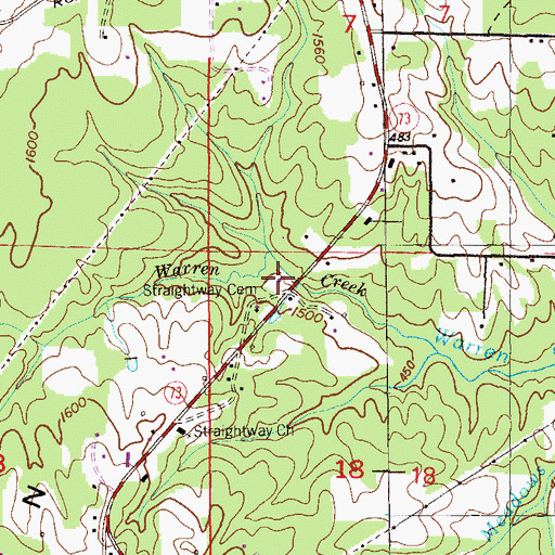Topographic Map of Straightway Cemetery, AL