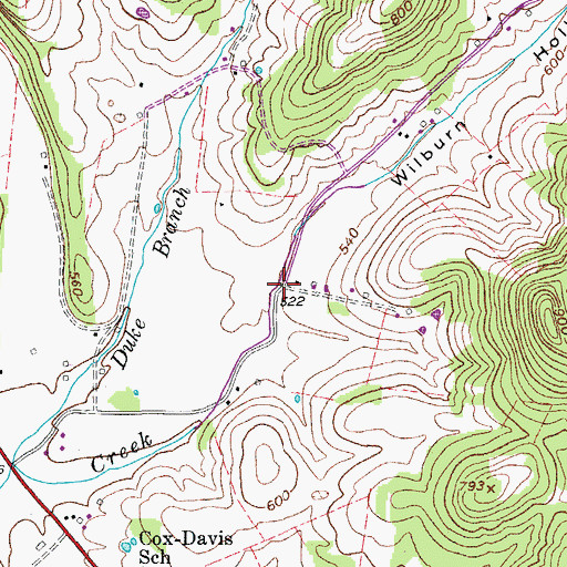 Topographic Map of Wilburn Hollow, TN