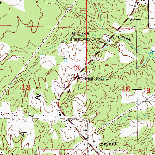 Topographic Map of Straightway Church, AL