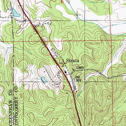 Topographic Map of Strata, AL