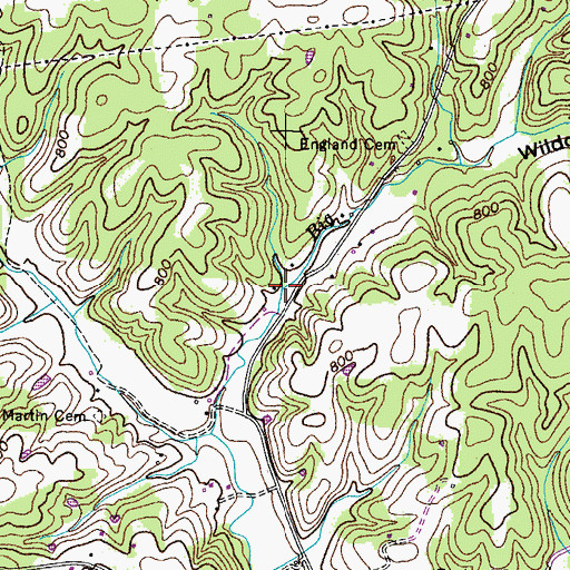 Topographic Map of Wildcat Hollow, TN