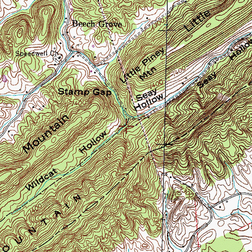 Topographic Map of Wildcat Hollow, TN