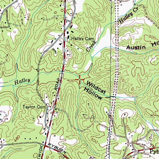 Topographic Map of Wildcat Hollow, TN