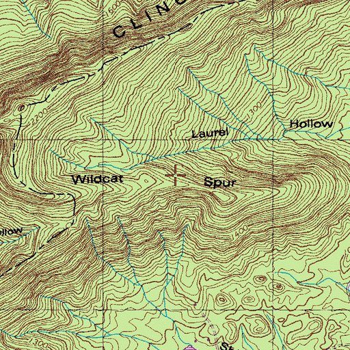 Topographic Map of Wildcat Spur, TN