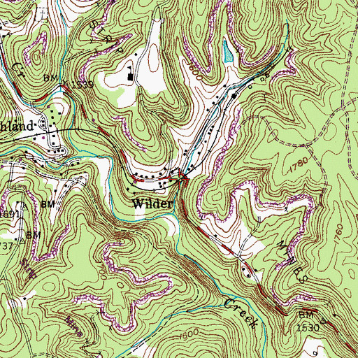 Topographic Map of Wilder, TN